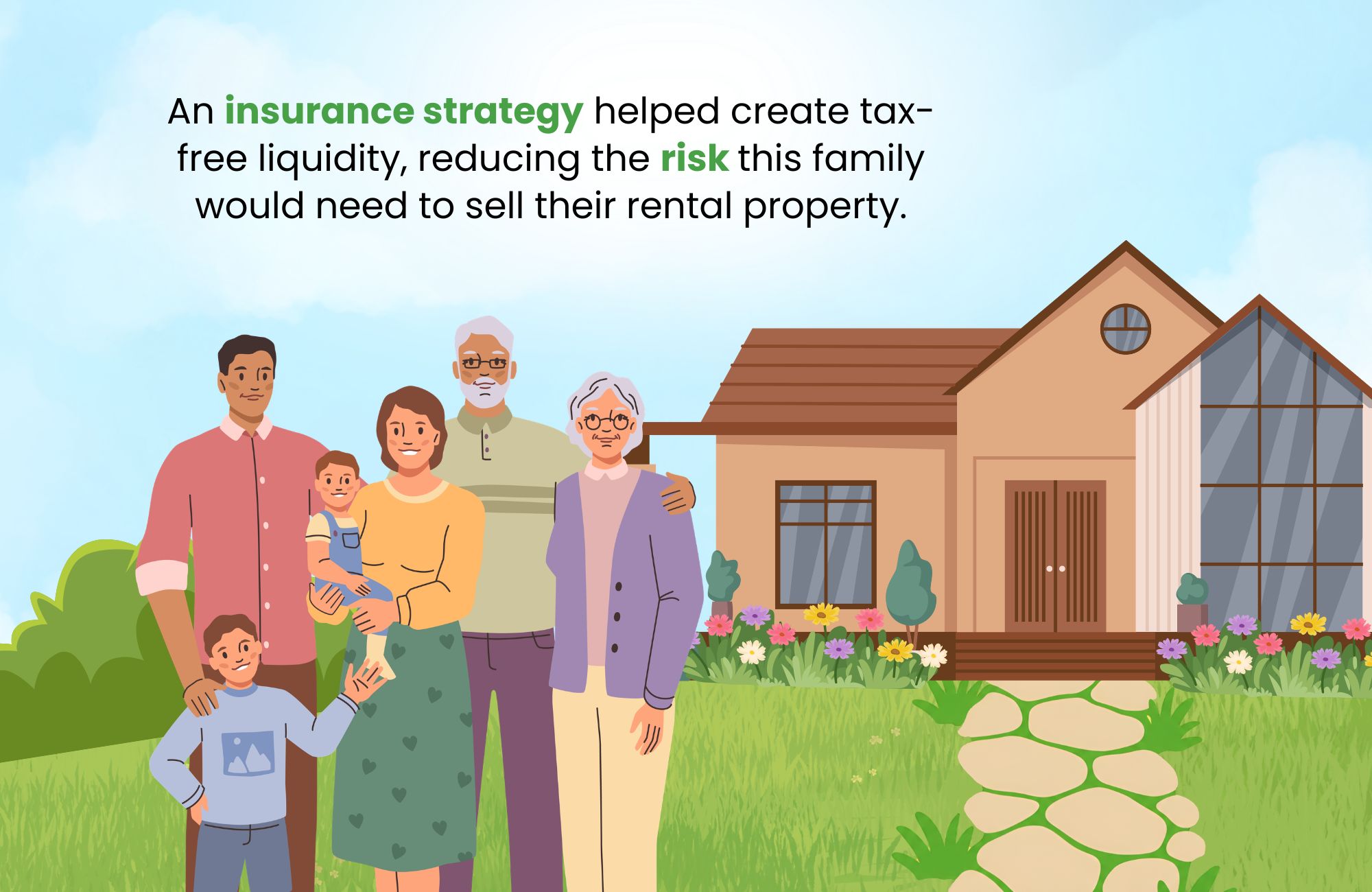 An insurance strategy helped create tax-free liquidity, reducing the risk this family would need to sell their rental property.